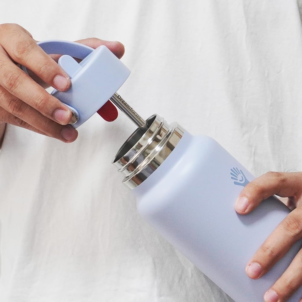 Dreamfocus Reusable Metal Straws Replacement Stainless Steel for Hydro Flask Wide Mouth Bottle 24/32/40 oz 6-Pack