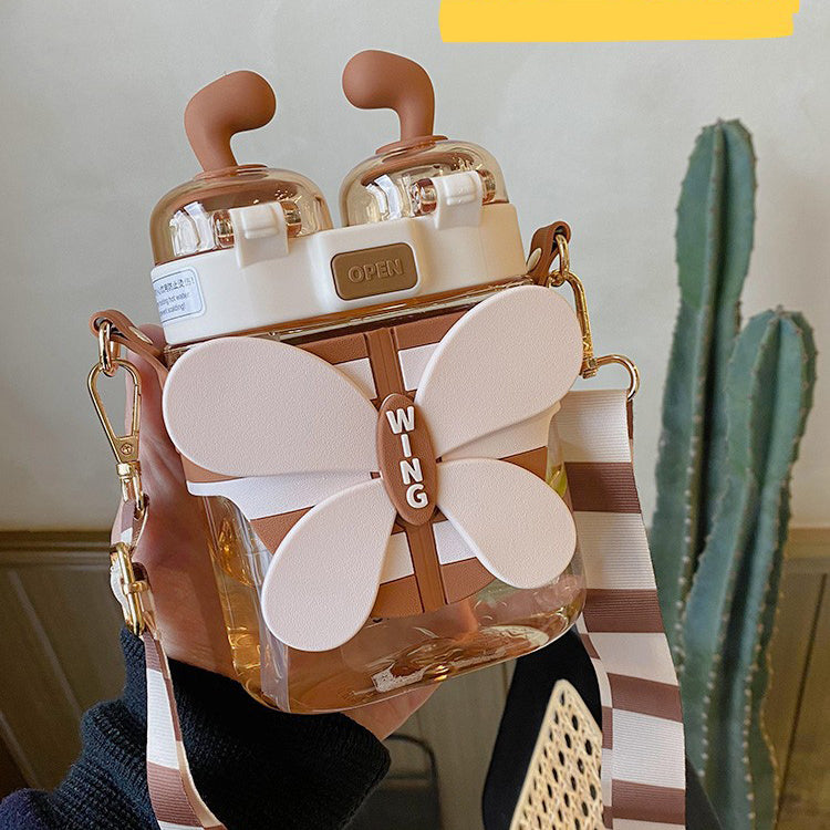 Botella de agua de 19 oz con diseño de abeja y doble capacidad para beber