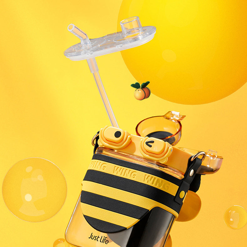 Botella de agua de 19 oz con diseño de abeja y doble capacidad para beber