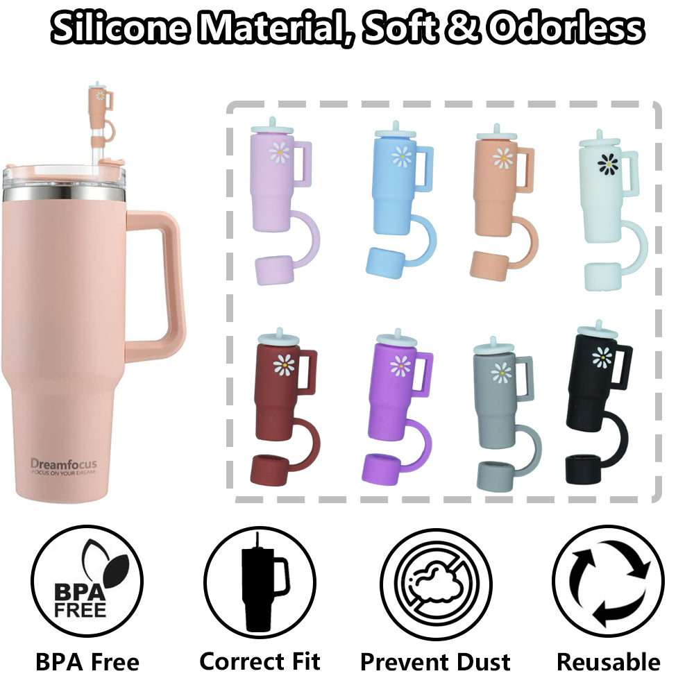 Dreamfocus Straw Covers Cap for Stanley Tumbler, 8PCS Silicone Straw Topper Accessories for Stanley Cup