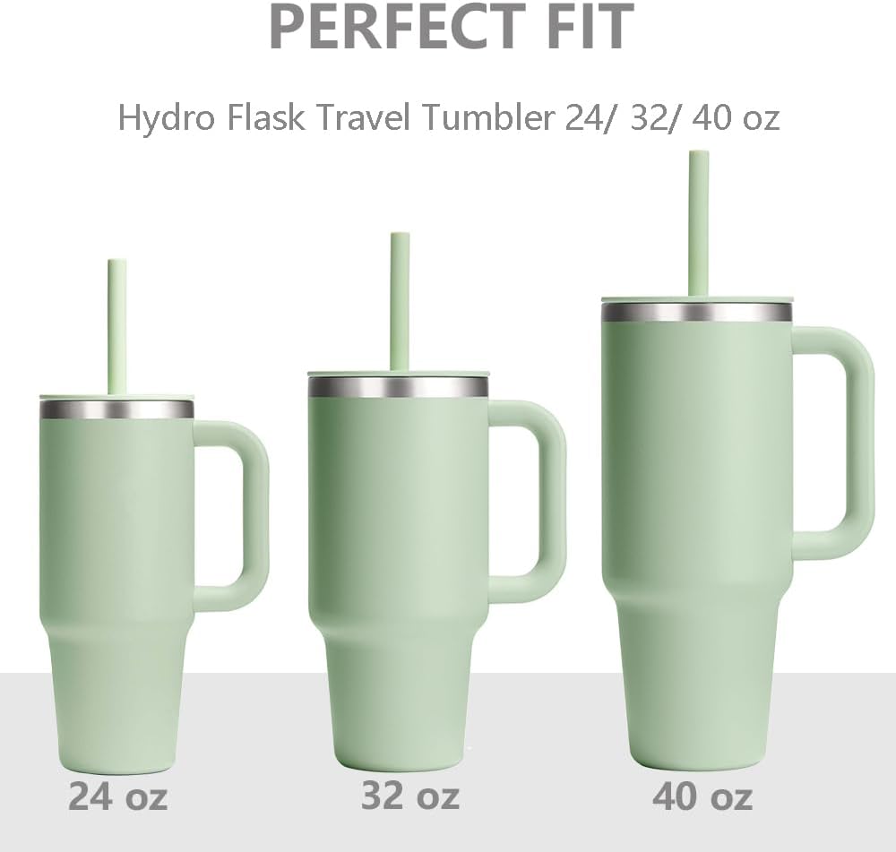 Dreamfocus Reusable Metal Straws Replacement Stainless Steel for Hydro Flask Travel Tumbler 24/32/40 oz 6-Pack