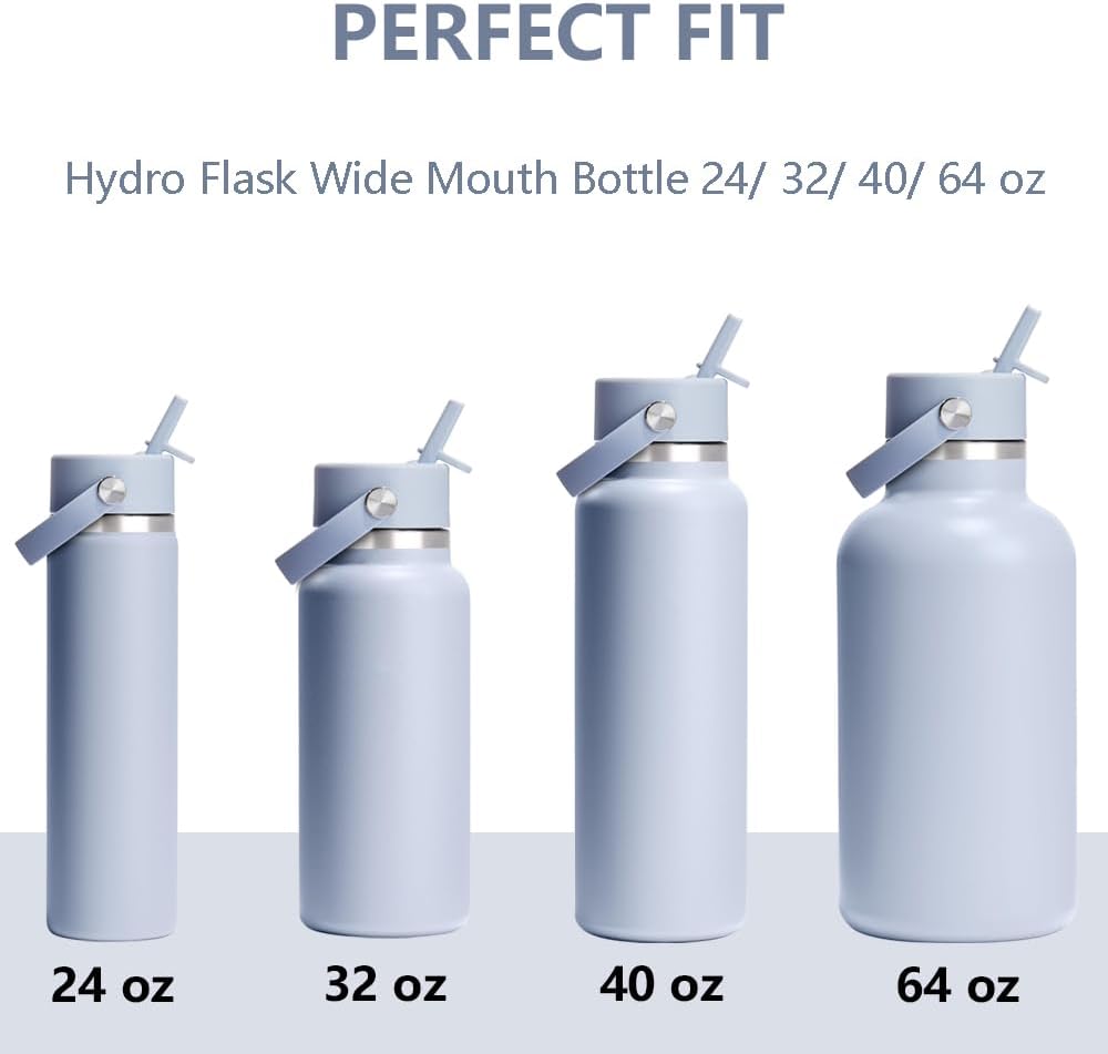 Dreamfocus Reusable Metal Straws Replacement Stainless Steel for Hydro Flask Wide Mouth Bottle 24/32/40 oz 6-Pack