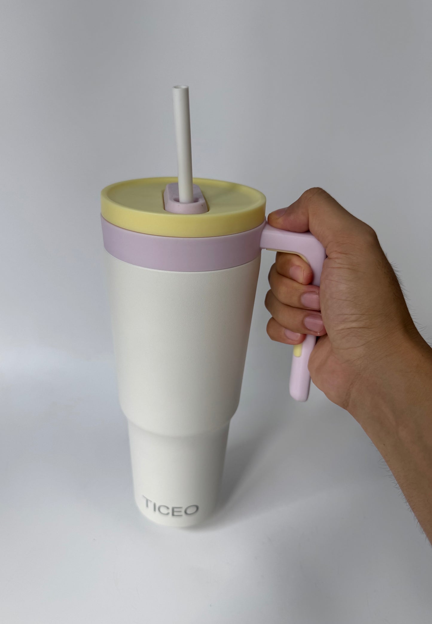 TICEO 40 oz Insulated Stainless Steel Travel Tumbler with Handle, Straw &amp; Built-in Infuser Cup Holder Friendly
