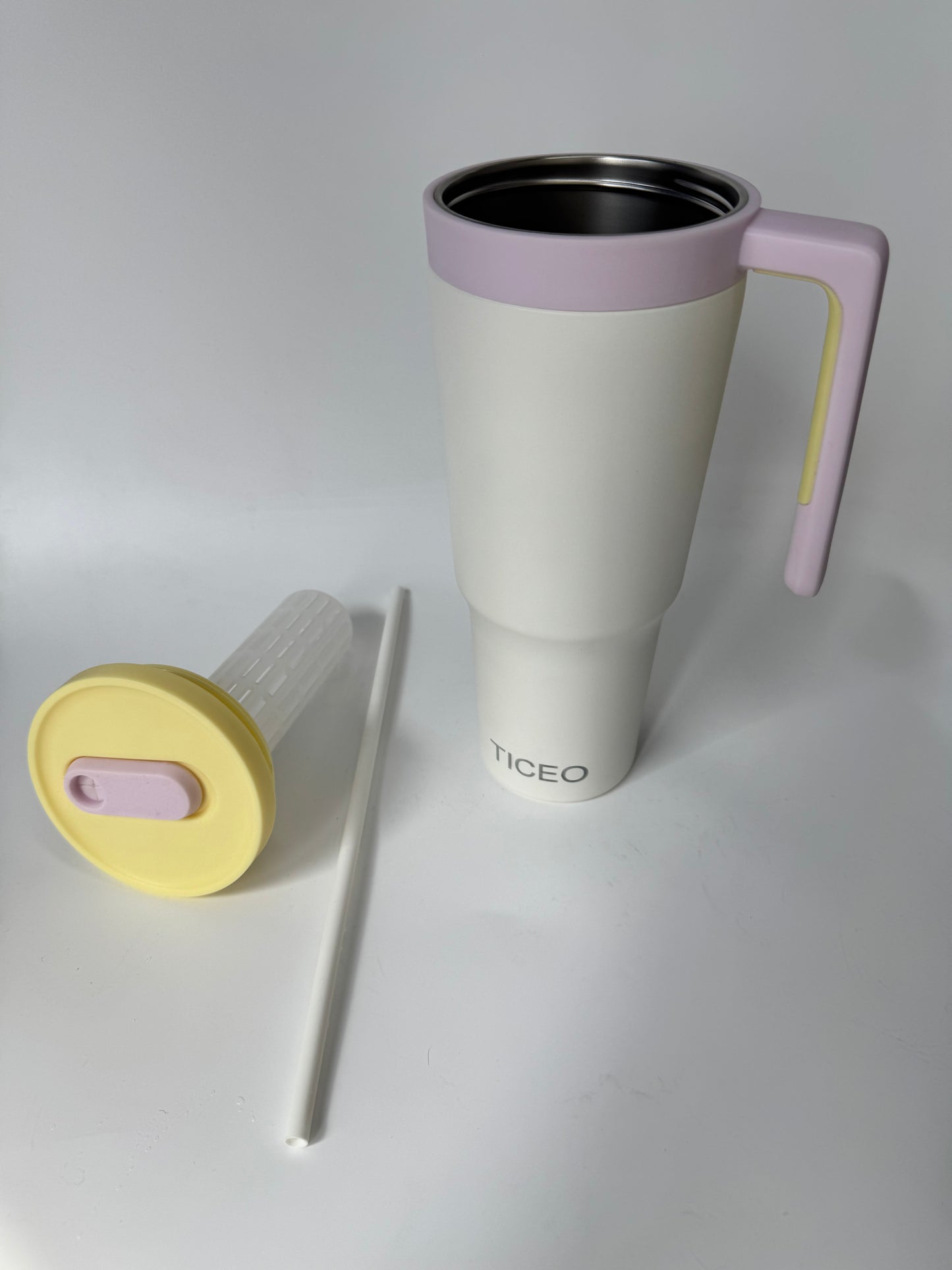 TICEO 40 oz Insulated Stainless Steel Travel Tumbler with Handle, Straw &amp; Built-in Infuser Cup Holder Friendly
