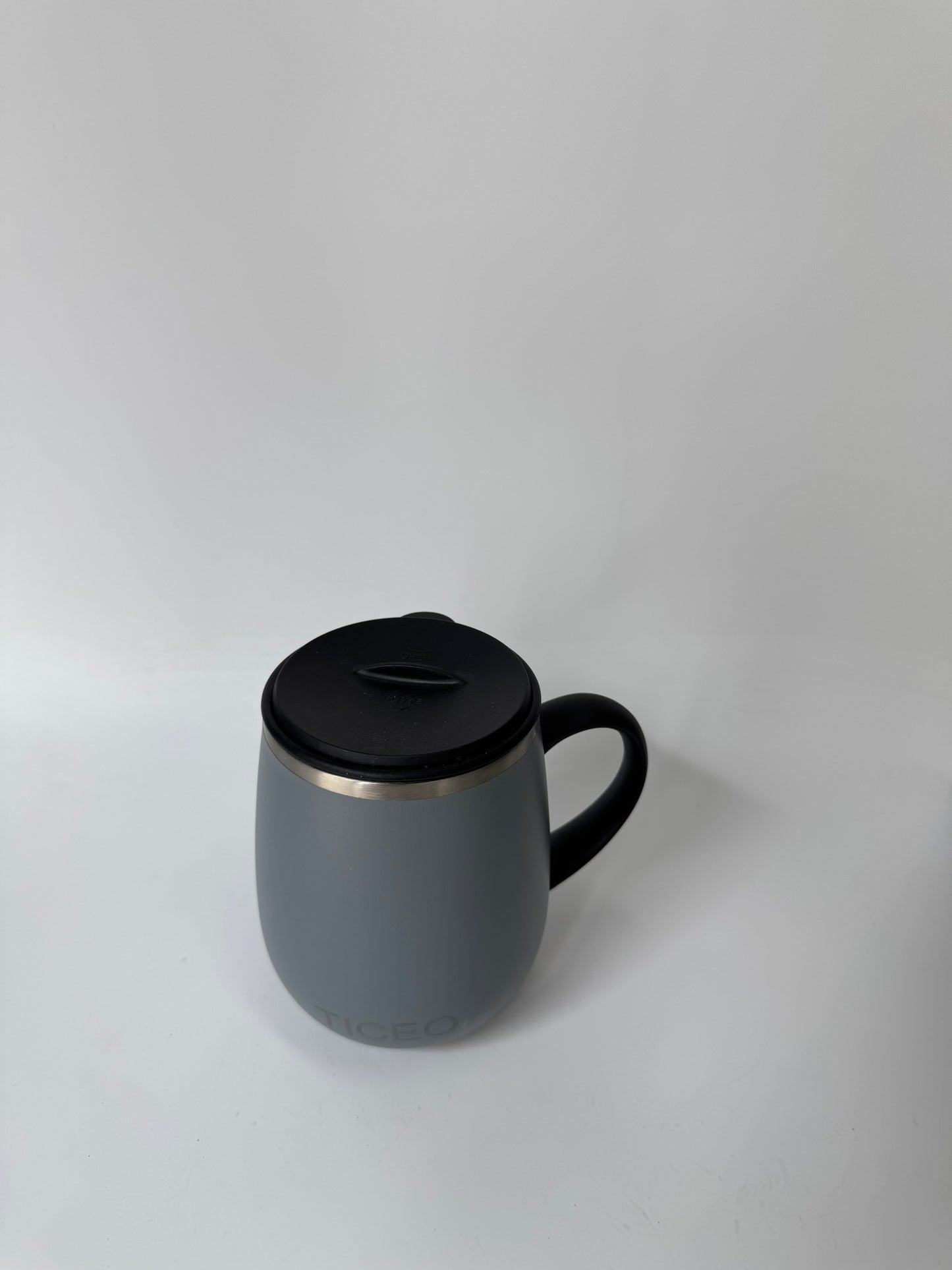 TICEO Stainless Steel Insulated Coffee Mug with Handle & Swivel Lid 16 oz Matte Grey