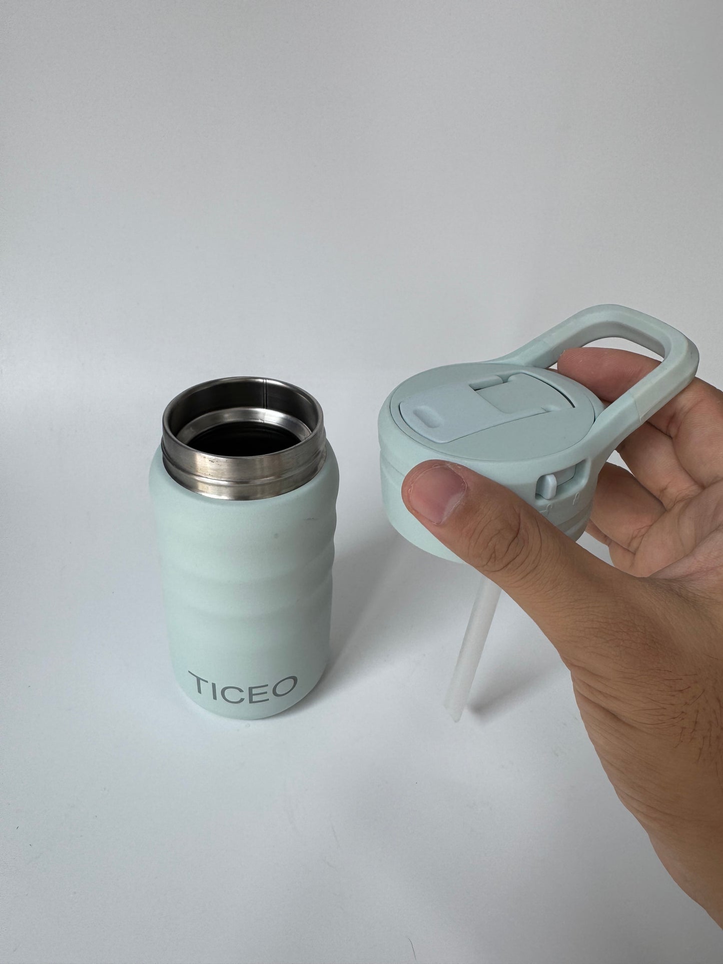 TICEO 12 oz Insulated Stainless Steel Sports Water Bottle with Flip-Up Straw Lid, Safety Lock & Carry Loop
